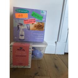 NEW- breast pump, storage bags and steriliser bundle