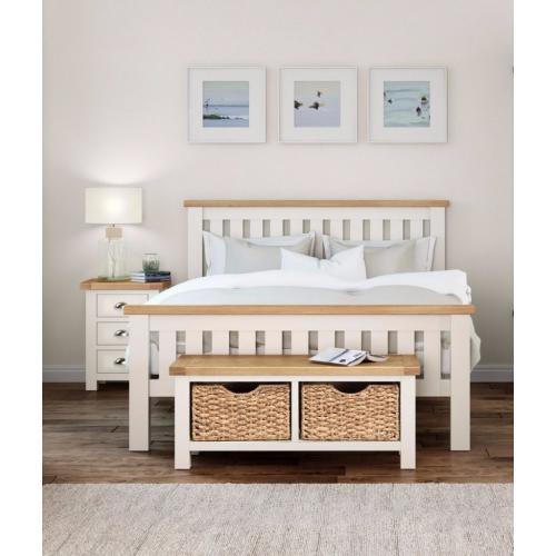 King size 5ft Bedframe - Painted and oak - in good condition