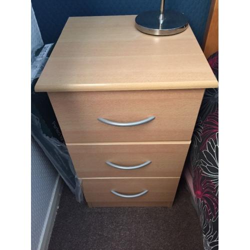 Pair of 3 drawer bedside tables