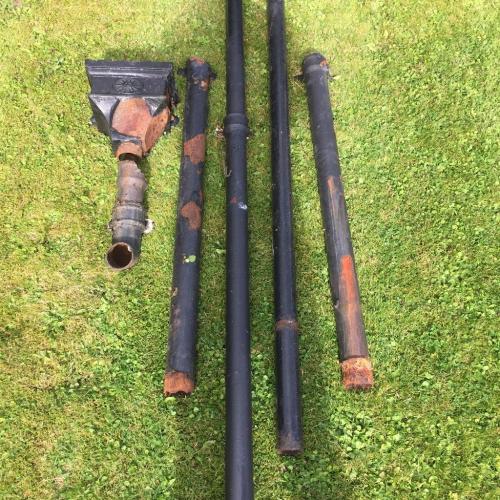 Cast iron down pipe and hopper