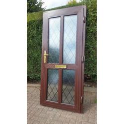 ** uPVC Double Glazed Front / Back Door Woodgrain Rosewood Brown Ref D4