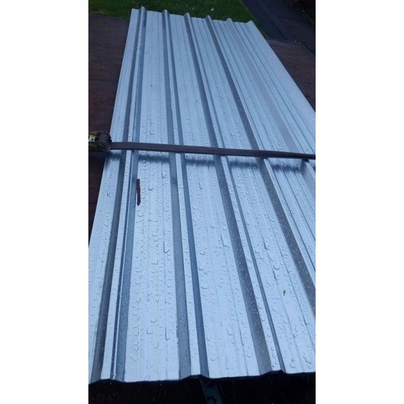 GALVANISED BOX PROFILE ROOFING SHEETS 10ft x 3ft APPROXIMATELY . HEAVY GAUGE, FREE DELIVERY !