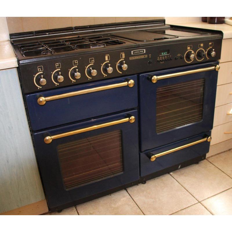 Leisure Rangemaster 110 Gas Range Cooker black and navy blue