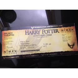 2 Tickets for Harry Potter and the Cursed Child Part 2, London, August 2016