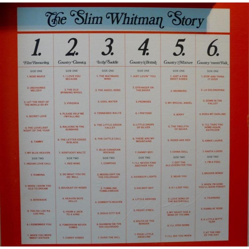 6 WRC vinyl LPs box set, THE SLIM WHITMAN STORY.