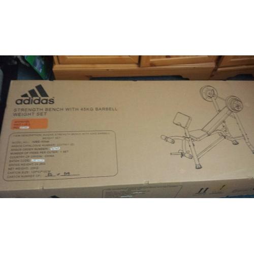 addidas Weight bench with barbell and weights