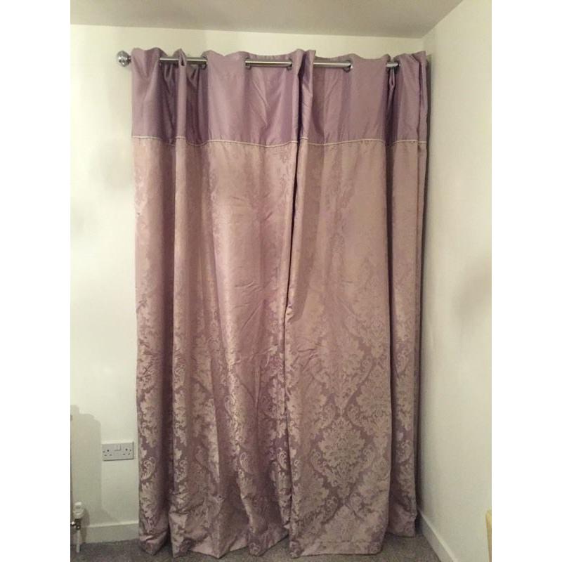 Mauve damask curtains 90" drop