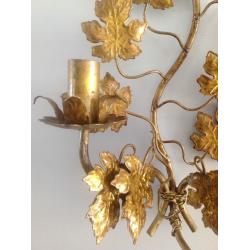 Decorative gold tone wall candelabras