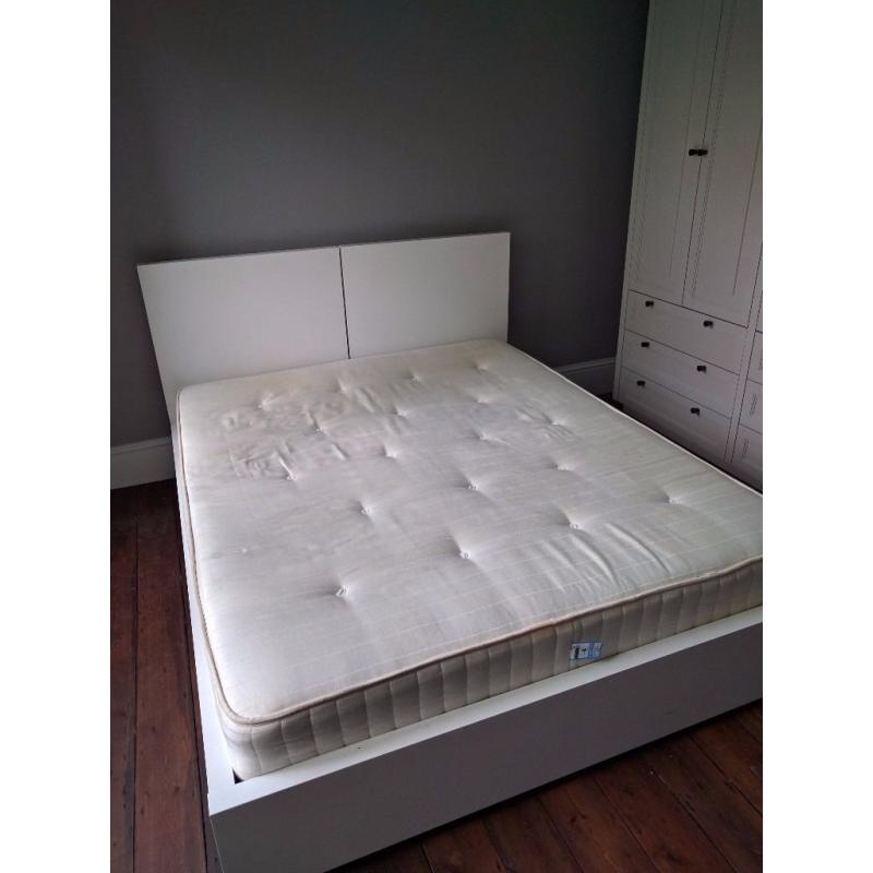 Conran Shop White Superking Storage Bed - wonderful condition with mattress