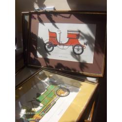 vintage car print set of 4 piece , wall pictures with good frames