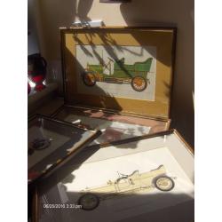 vintage car print set of 4 piece , wall pictures with good frames