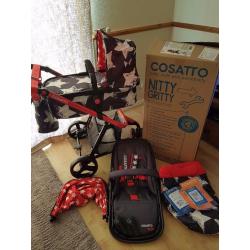 *BRAND NEW* Cosatto giggle all star pram travel system with brand new car seat and ISOFIX base
