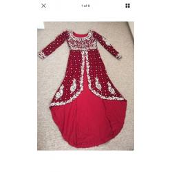 Red velvet wedding lengha dress