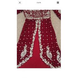 Red velvet wedding lengha dress