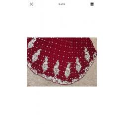 Red velvet wedding lengha dress