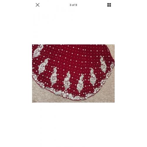 Red velvet wedding lengha dress