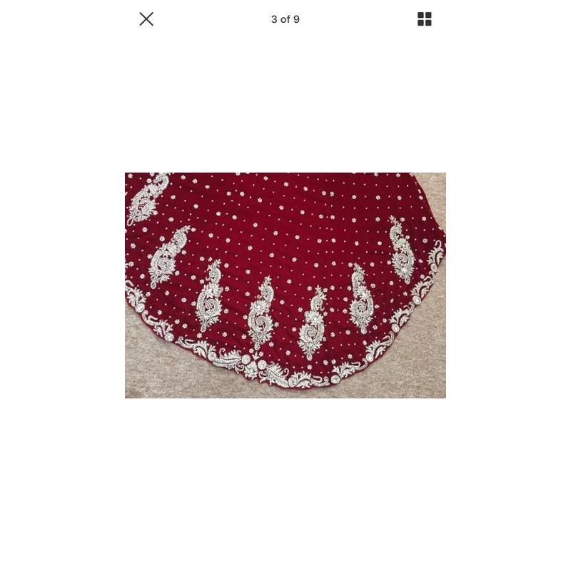 Red velvet wedding lengha dress