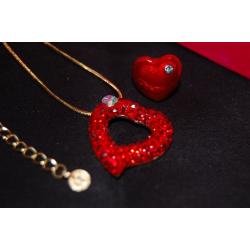 Butler and Wilson Swarovski Crystal heart necklace plus a lovely lapel pin BNIB