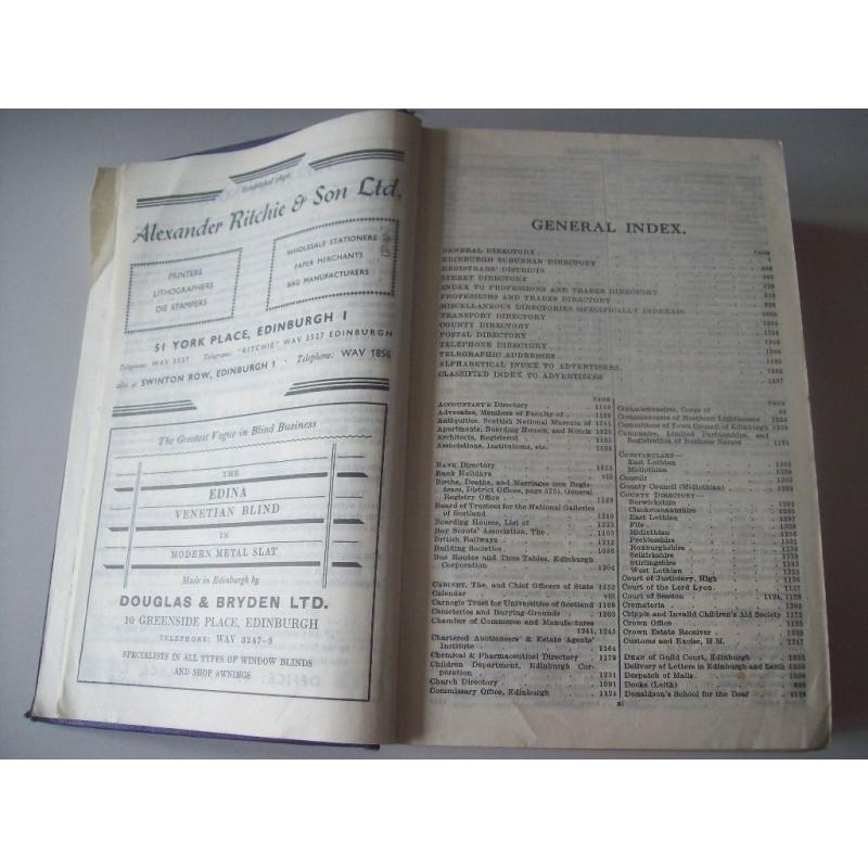 Edinburgh & Leith Post Office Directory 1962-63. Excellent for Local History/Genealogy