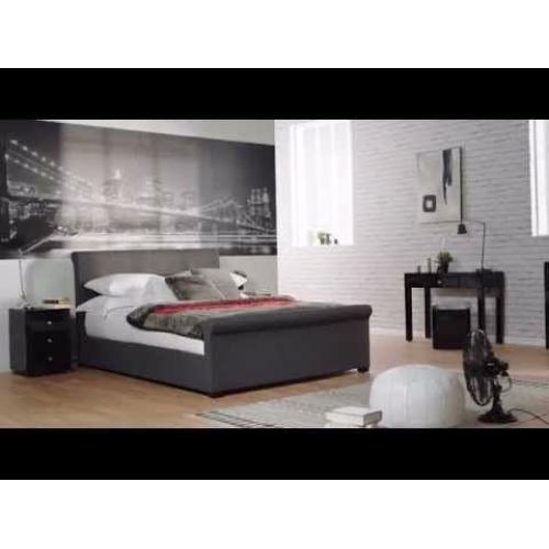 NEW IN BOX - DREAMS GREY FABRIC OTTOMAN DOUBLE BED