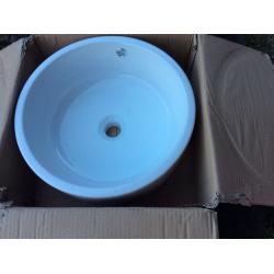 New White round counter top sink from Victoria Plumb