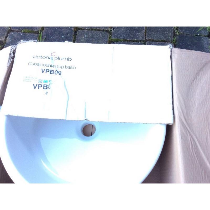 New White round counter top sink from Victoria Plumb