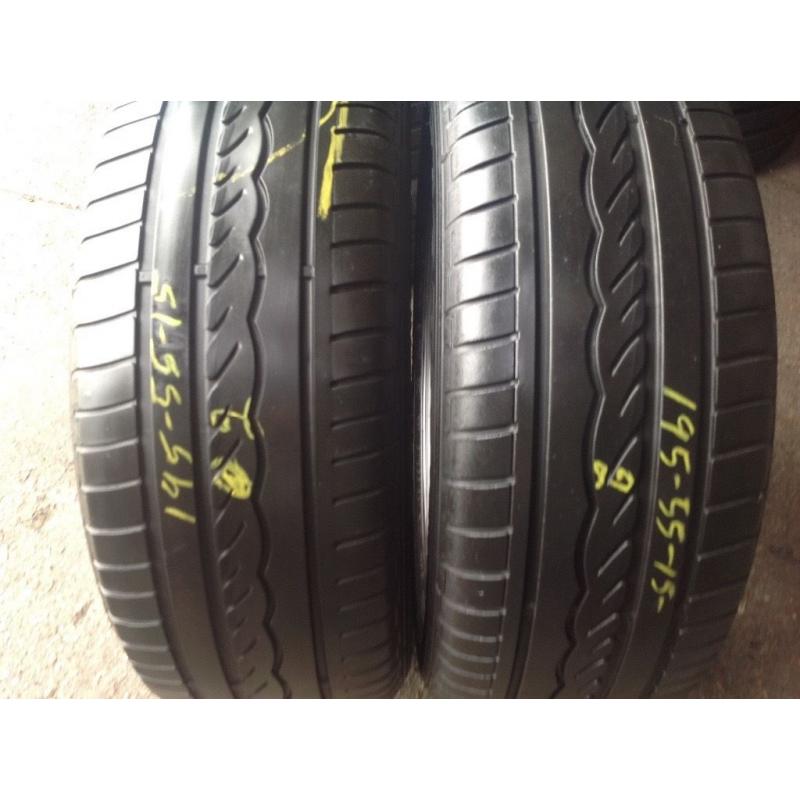 195/55/15-185/55/15 x 2 continental/ used tyres / open 7 days a week