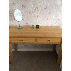 Solid Oak dressing table with chair