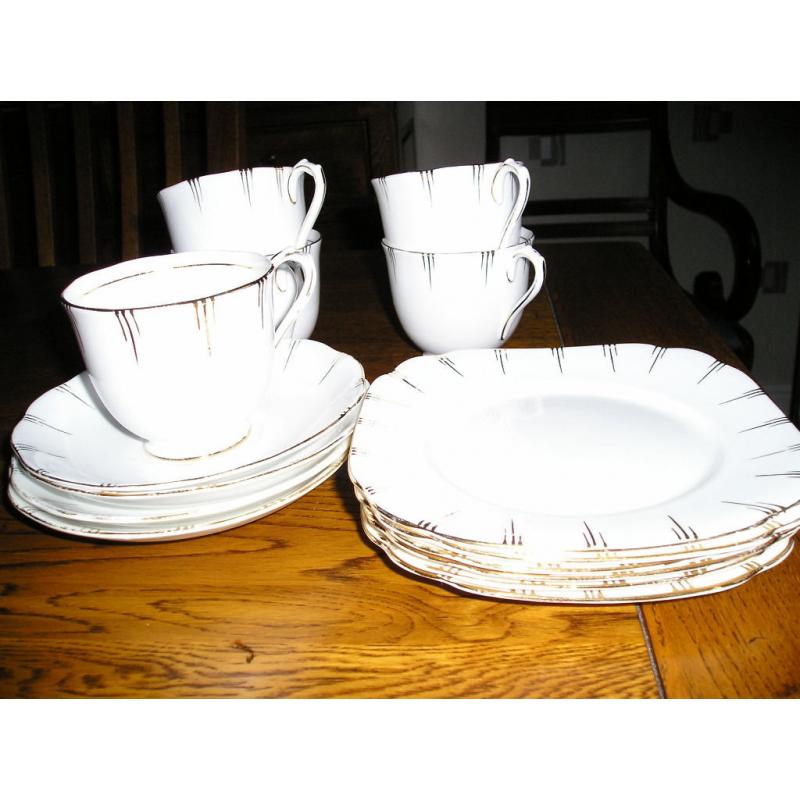 Royal Albert vintage Art Deco Crown bone china tea set circa 1930's