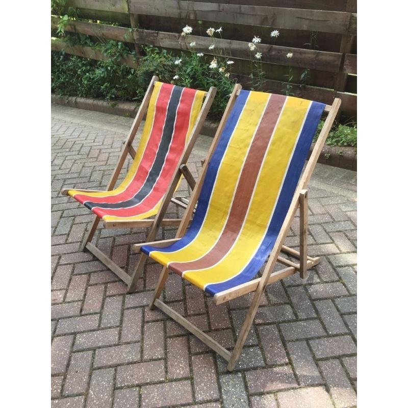 Deckchairs vintage great condition coloured stripes