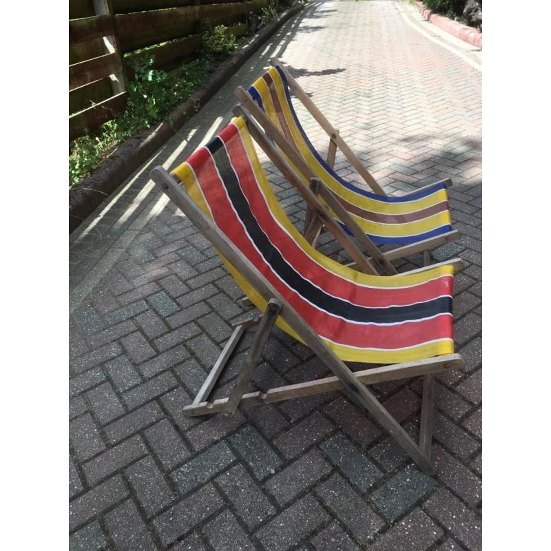 Deckchairs vintage great condition coloured stripes