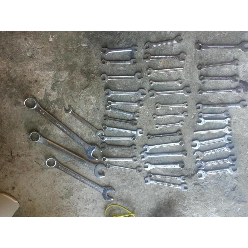 Selection of approx 40 spanners upto size 30 all made 8n england or good makes