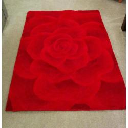 3d effect Red Rose wool rug