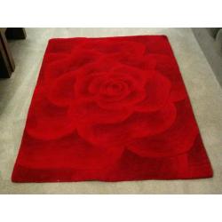 3d effect Red Rose wool rug
