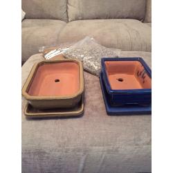 Two Brand New Bonsai Pots plus Soil