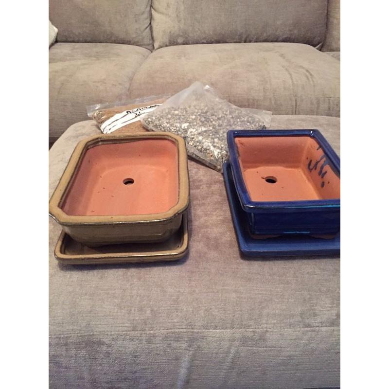 Two Brand New Bonsai Pots plus Soil