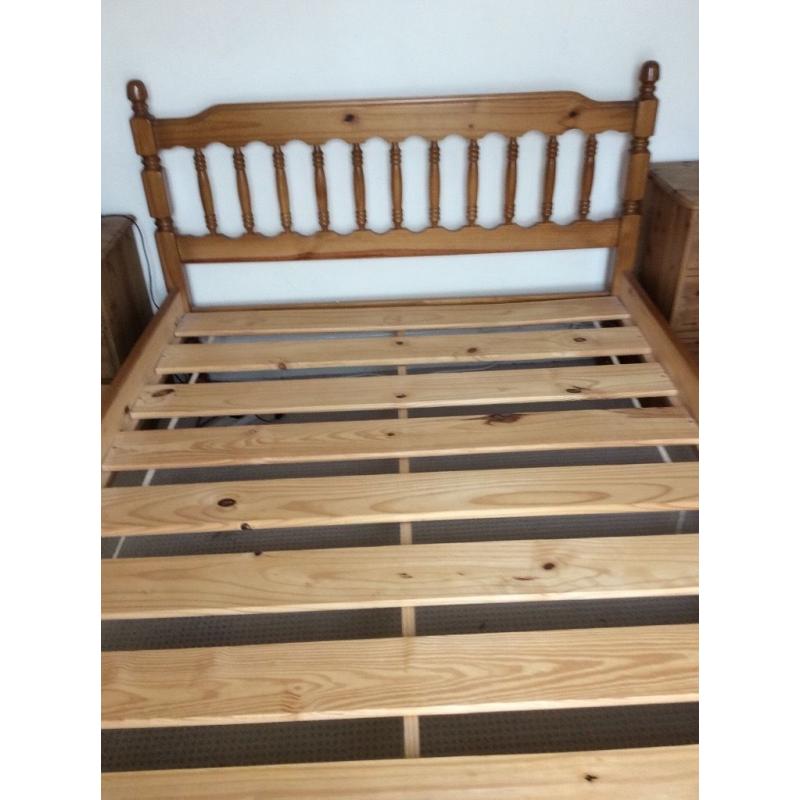 Pine double bed.