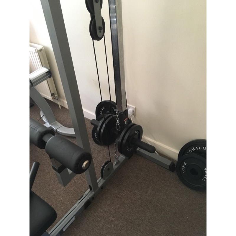 Lat Pull Down Machine and Weights