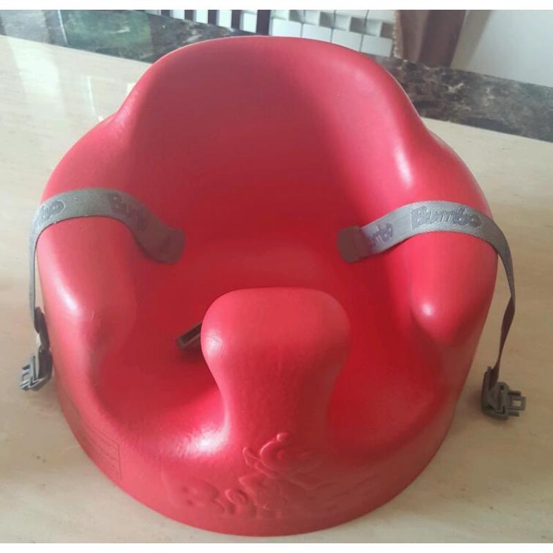 Red Bumbo chair with Harness and Tray
