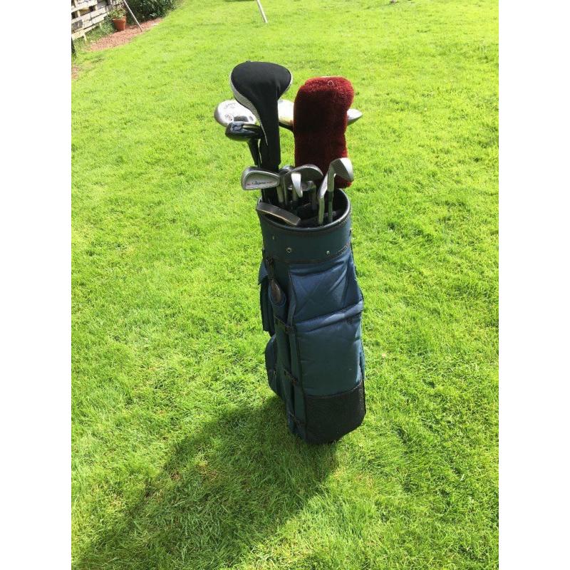 Set of Callaway, Ping and Mizuno clubs including bag and set of golf balls