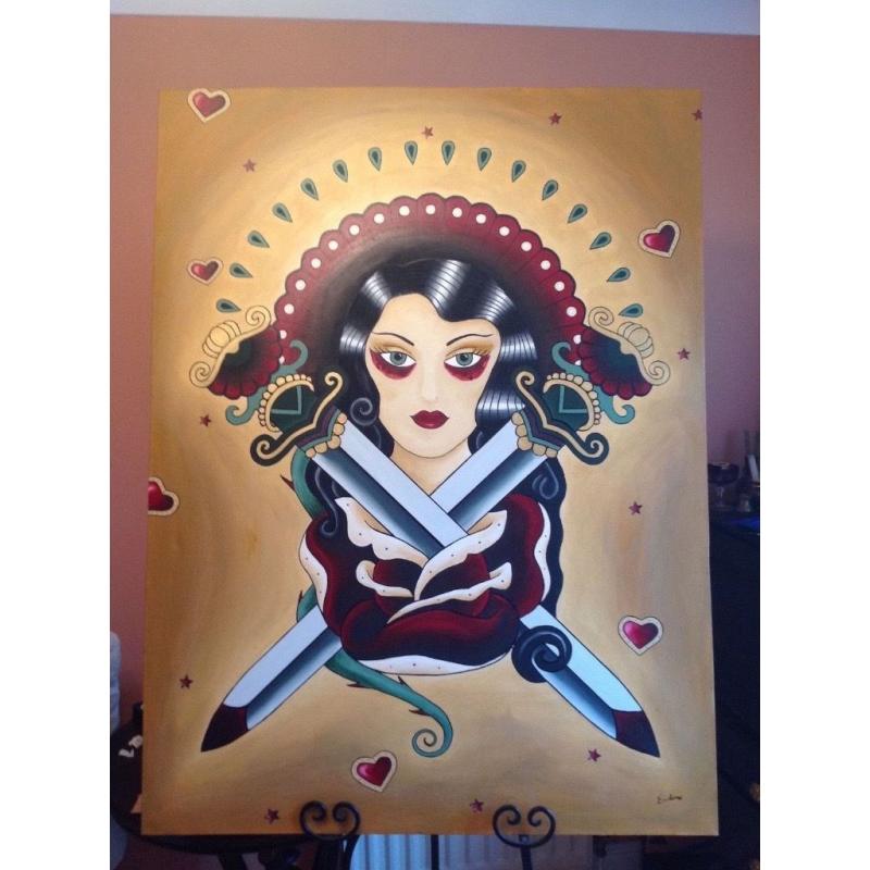 huge tattoo art, original, canvas, daggers