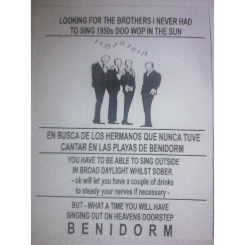 Do You Holiday in Benidorm ? Aged 21 to 70 ? And can hold a tune ?