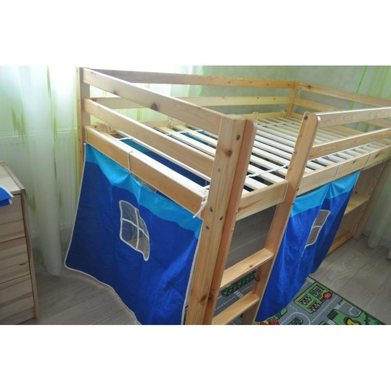 Sleeper Wooden Single Bunk Bed Frame ,Underbed Study Table & Cabin