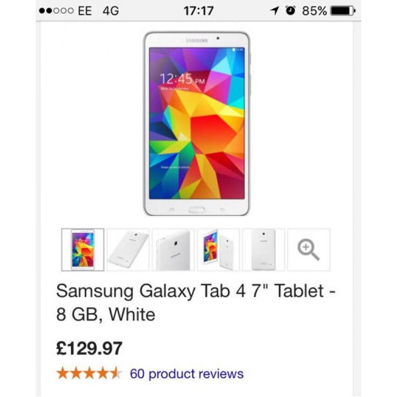 Samsung Galaxy Tab 4 7" Tablet - android as new