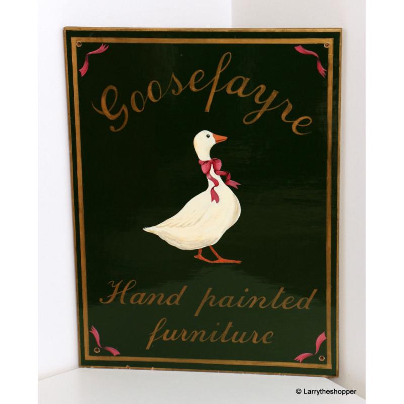 Green Shop Sign for "Goosefayre Hand Painted Furniture" - 24ins x 18ins