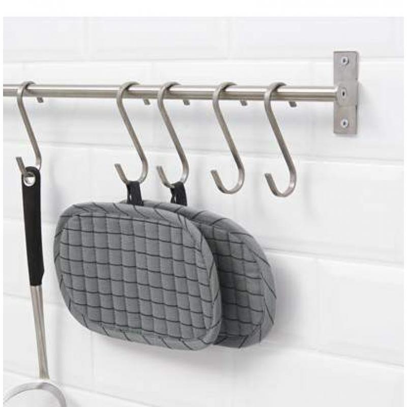 IKEA Kitchen utensils WALL RAIL stainless steel with x10 S-Hooks