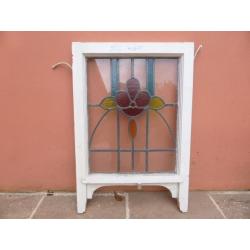 Old Wooden Framed Stained Glass Window
