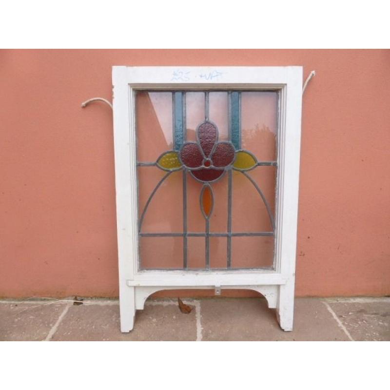 Old Wooden Framed Stained Glass Window