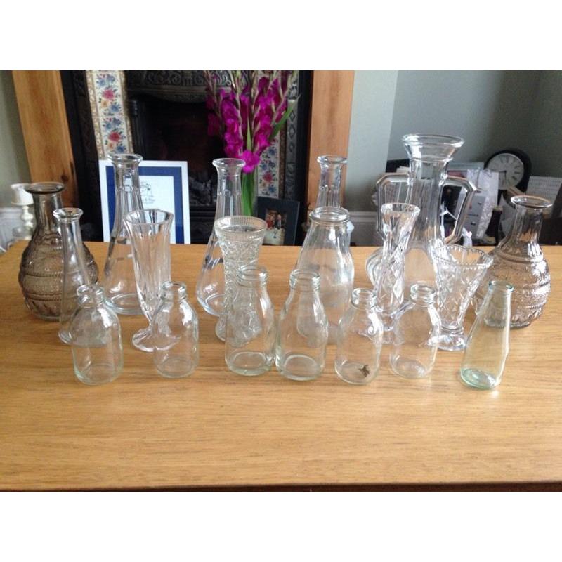 19 glass vases - wedding
