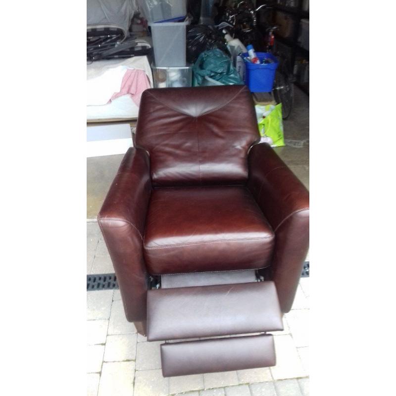brown leather recliner chair